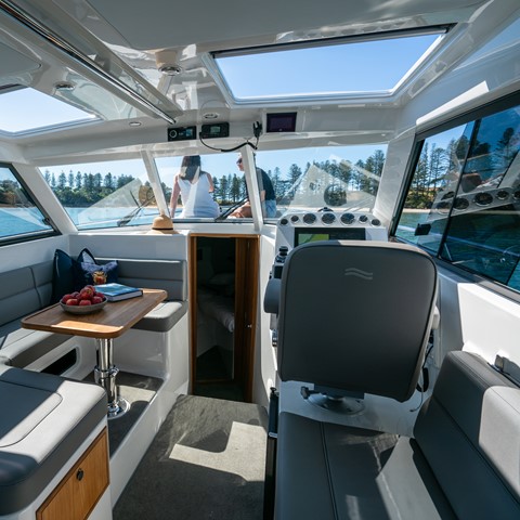 Large windscreen and open saloon for exceptional visibility and comfort