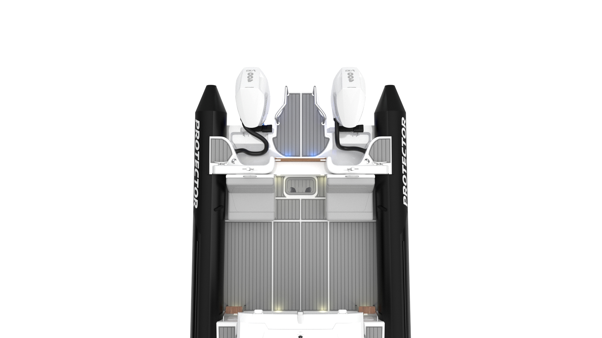 Twin outboard - with walk-through transom 
