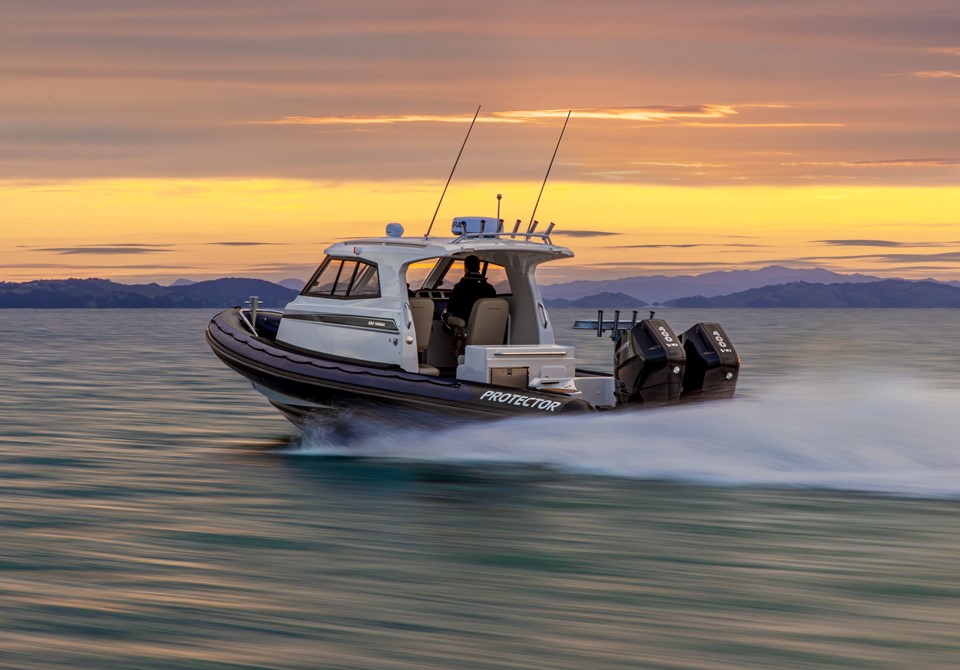 See the first vessel in NZ featuring twin V10 outboards