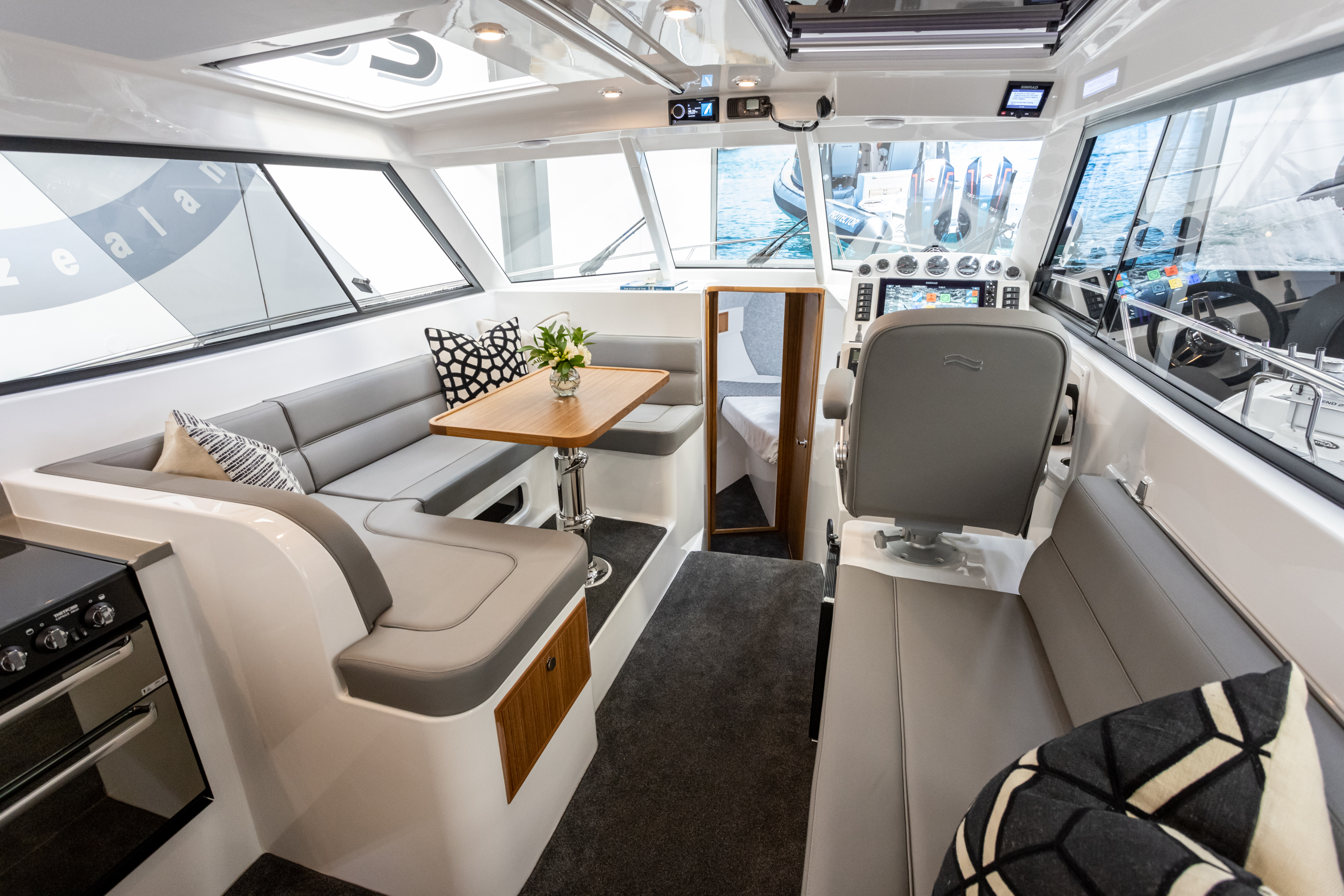 Large windscreen and open saloon for exceptional visibility and comfort